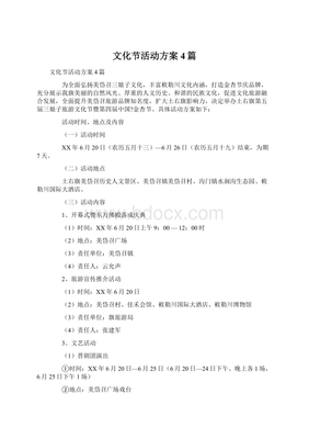 文化节活动方案4篇Word文档格式 传统文化与现代生活融合方案设计指南